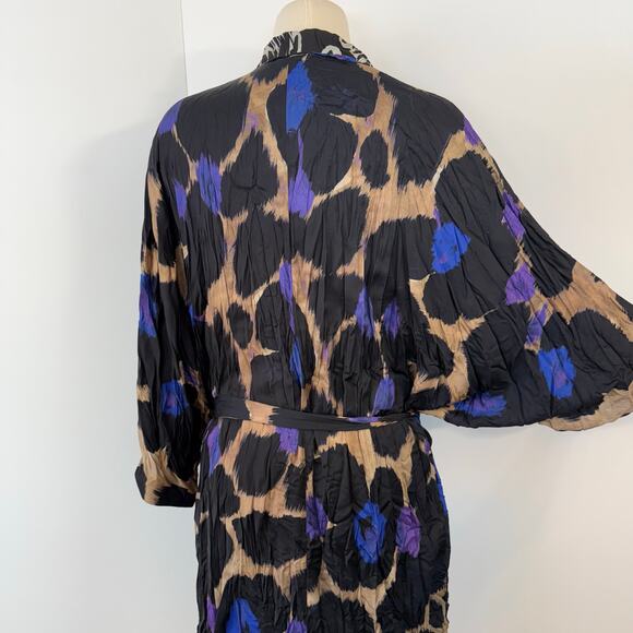 Alembika Amethyst Crinkle Kimono Jacket Black Multicolor XL - Picture 8 of 13
